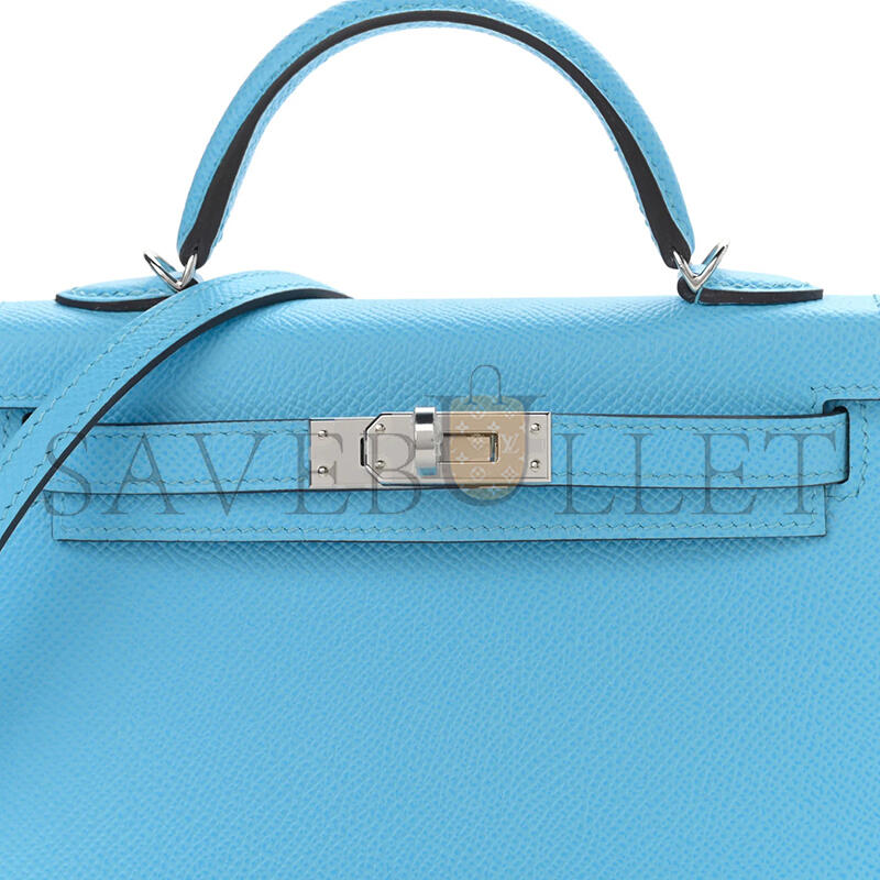 H**me5 master mini kelly epsom blue celeste palladium hardware (19*12*5.5cm)